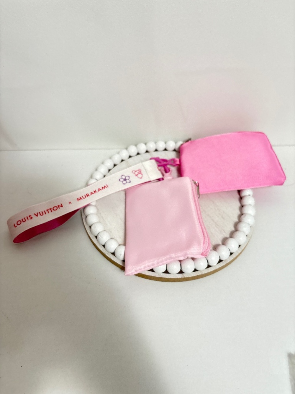 LV X Murakami Dual Pouch Wristlet in Pink
